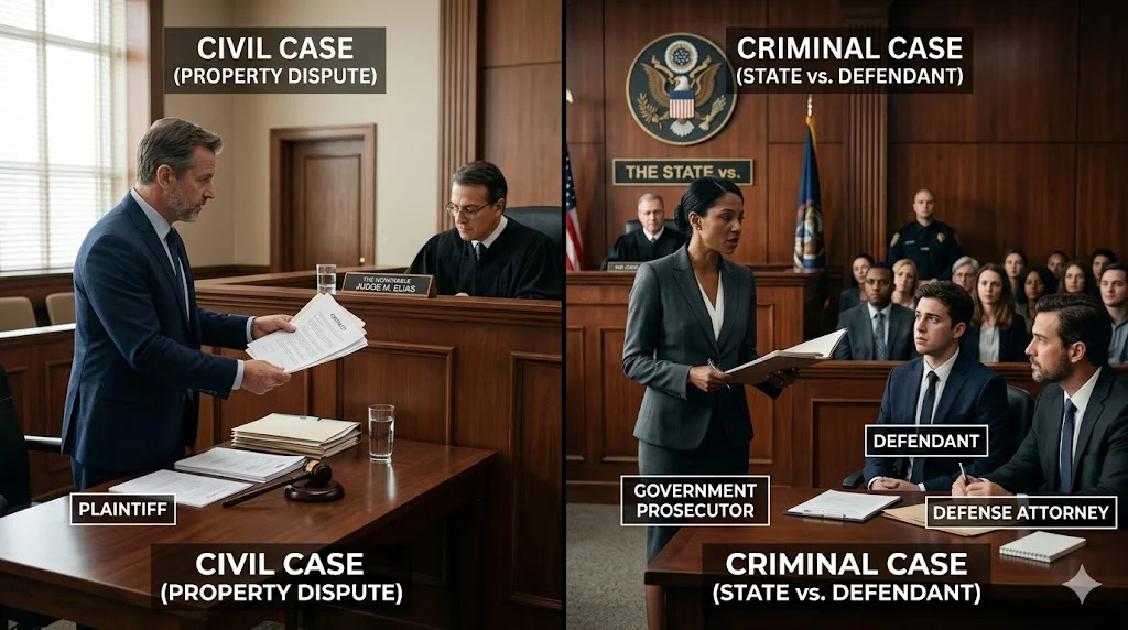 Plaintiff in Civil vs Criminal Cases